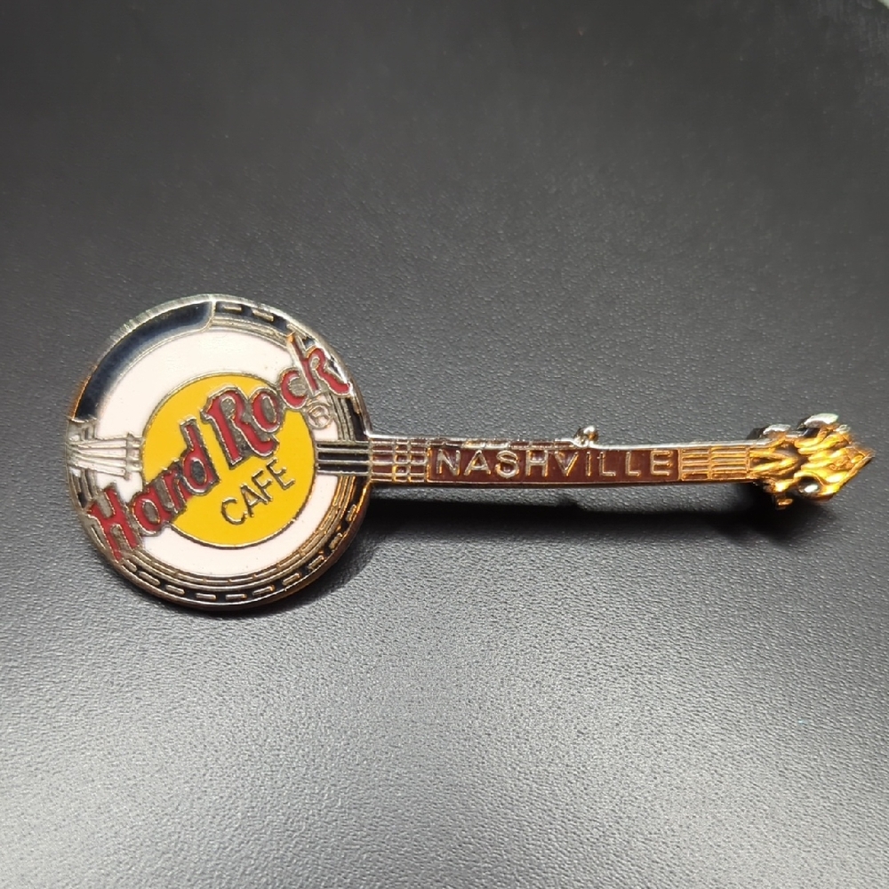Hard Rock Cafe Nashville Banjo Pin with Red and Yellow